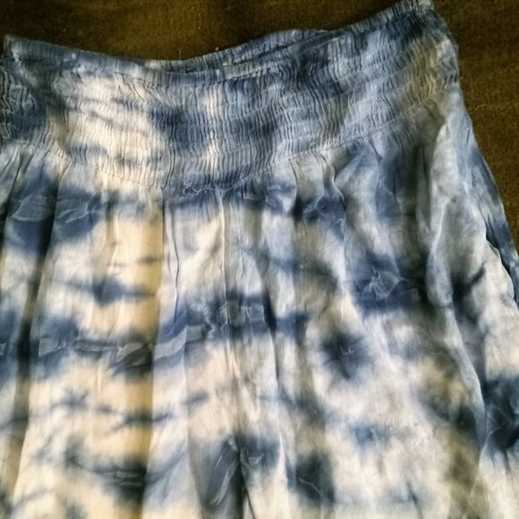 Emily Stacy Women's Casual Pants 100% Rayon Medium Beautiful Sky Blue with White - Picture 3 of 9